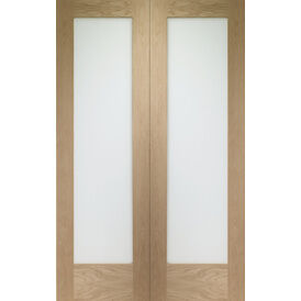 XL Joinery Internal Oak Pattern 10 Rebated Door Pair with Obscure Glass Oak Finish