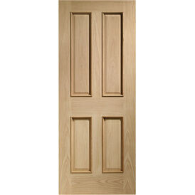 XL Joinery Internal Oak Victorian 4 Panel FD30 Fire Door with Raised Mouldings Oak Finish