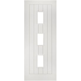 Deanta Ely White Primed 3 Light Glazed Internal Door