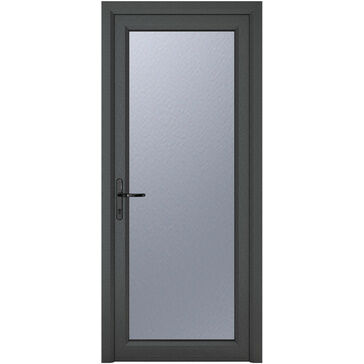 Crystal Grey uPVC Full Glass Obscure Double Glazed Single External Door (Right Hand Open)