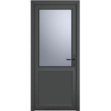 Crystal Grey uPVC 2 Panel Obscure Double Glazed Single External Door (Left Hand Open)