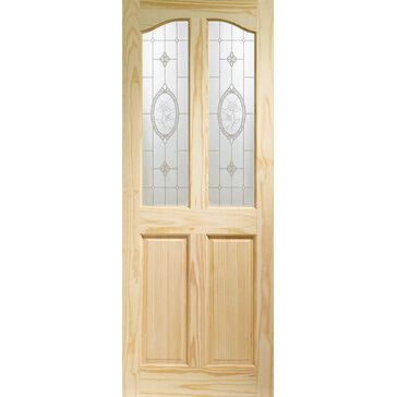 XL Joinery Rio Unfinished Pine Internal Door with Crystal Rose Glass