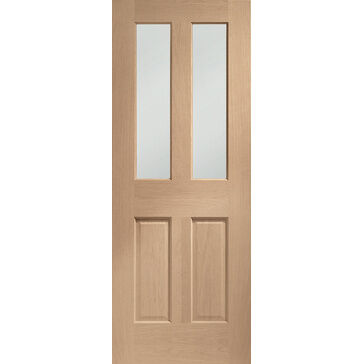 XL Joinery Malton 2 Panel Unfinished Oak 2 Light Bevelled Glass Internal Door
