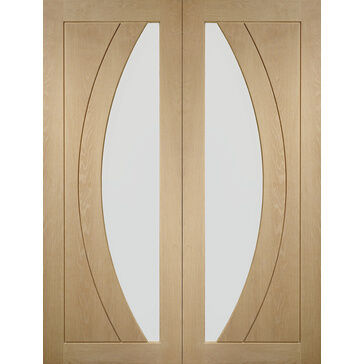 XL Joinery Salerno Clear Glazed Unfinished Oak Door Pair