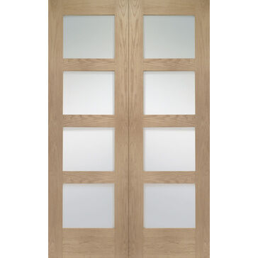 XL Joinery Shaker-Style Clear Glazed Unfinished Oak Door Pair