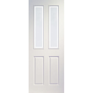 XL Joinery Victorian Moulded White 2 Light Internal Door with Forbes Glass White Finish