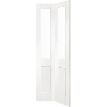 XL Joinery Malton Shaker-Style Clear Glazed White Primed Bi-Fold Door