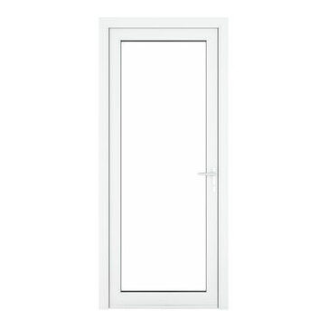Crystal White uPVC Full Glass Clear Triple Glazed Single External Door (Left Hand Open)