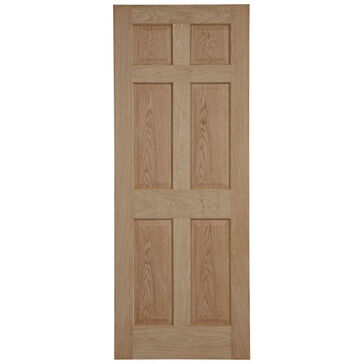 Door Giant Georgian-Style Oak Veneer 6 Panel Unfinished Internal Door