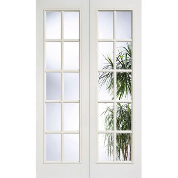 LPD Moulded White Primed SA 20 Light Glazed Rebated Internal Doors (Pair) - 1981mm x 1168mm