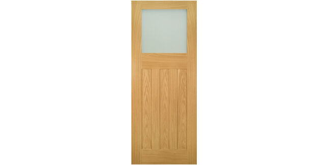 Deanta Cambridge Unfinished Oak Frosted Glazed Internal Door